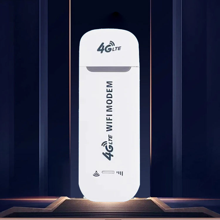 Kompakt bærbart trådløst WiFi-kort med dobbeltantenner, der tilbyder 4G-forbindelse og hotspot-funktionalitet for op til 10 enheder.