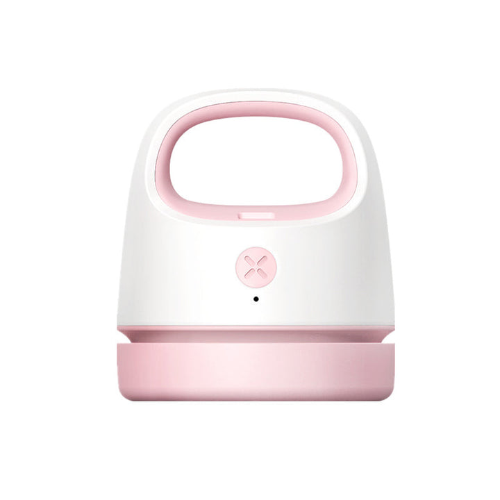 Kompakt bærbar mini støvsuger, tilgængelig i grå, blå, pink og grøn, let og effektiv.