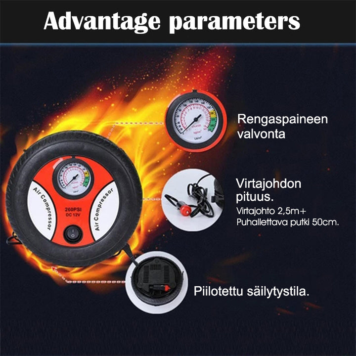 Kompakt bærbar dæktryksmåler til biler, sort/rød, med trykmåler, hurtig funktion, bil & værktøj kategori.