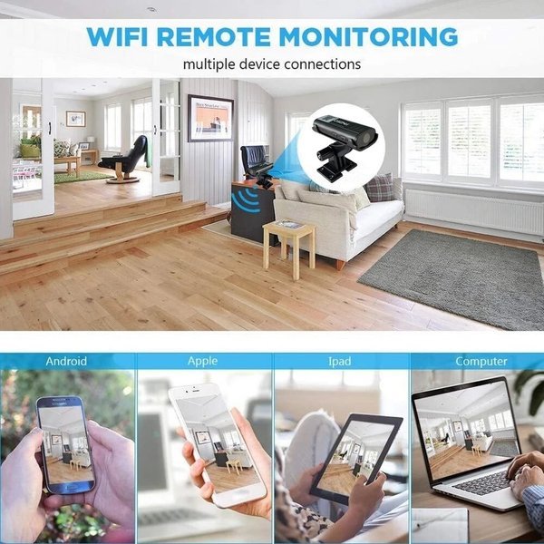"Kompakti langaton Wifi-kamera, 1080P laajakuvalla ja infrapuna-LED-valoilla, turvalliseen lähiötarkkailuun."