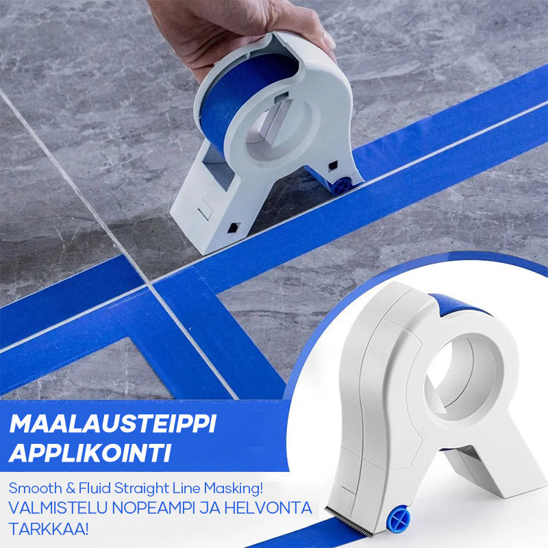 Kompakt maler tape afskæringsværktøj i orange med ergonomisk design; perfekt til præcise DIY-projekter.