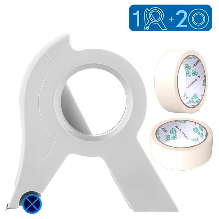Kompakti maalarinteippileikkuri oranssina ergonomisella muotoilulla; täydellinen tarkkoihin DIY-projekteihin.