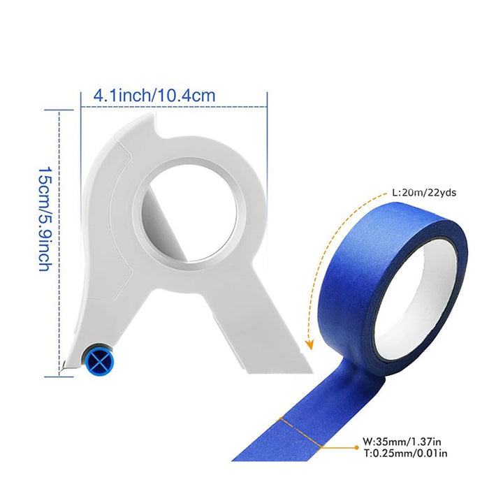 Kompakt maler tape afskæringsværktøj i orange med ergonomisk design; perfekt til præcise DIY-projekter.
