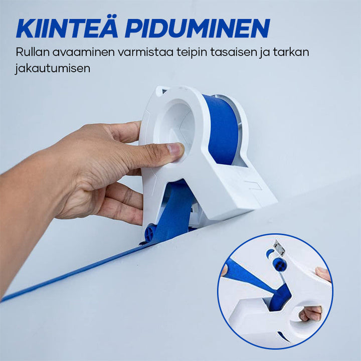 Kompakt maler tape afskæringsværktøj i orange med ergonomisk design; perfekt til præcise DIY-projekter.