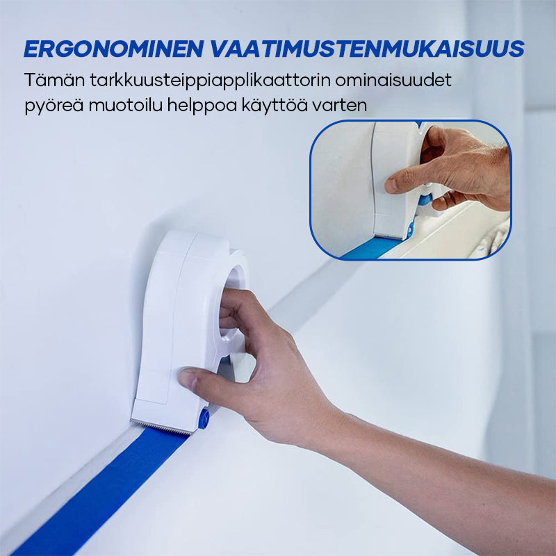Kompakt maler tape afskæringsværktøj i orange med ergonomisk design; perfekt til præcise DIY-projekter.