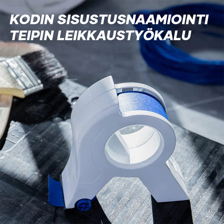 Kompakt maler tape afskæringsværktøj i orange med ergonomisk design; perfekt til præcise DIY-projekter.
