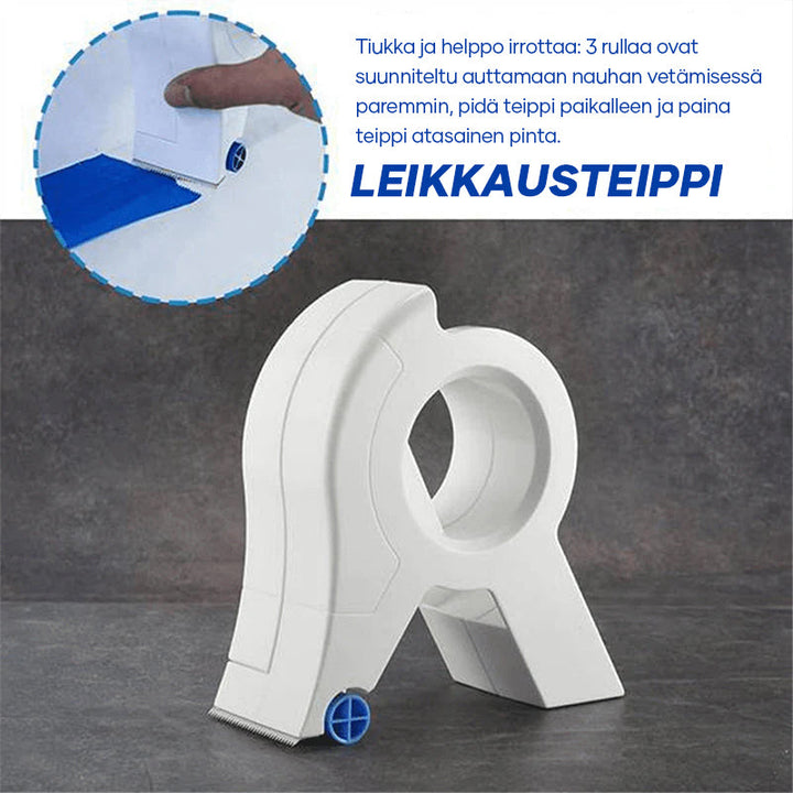 Kompakt maler tape afskæringsværktøj i orange med ergonomisk design; perfekt til præcise DIY-projekter.