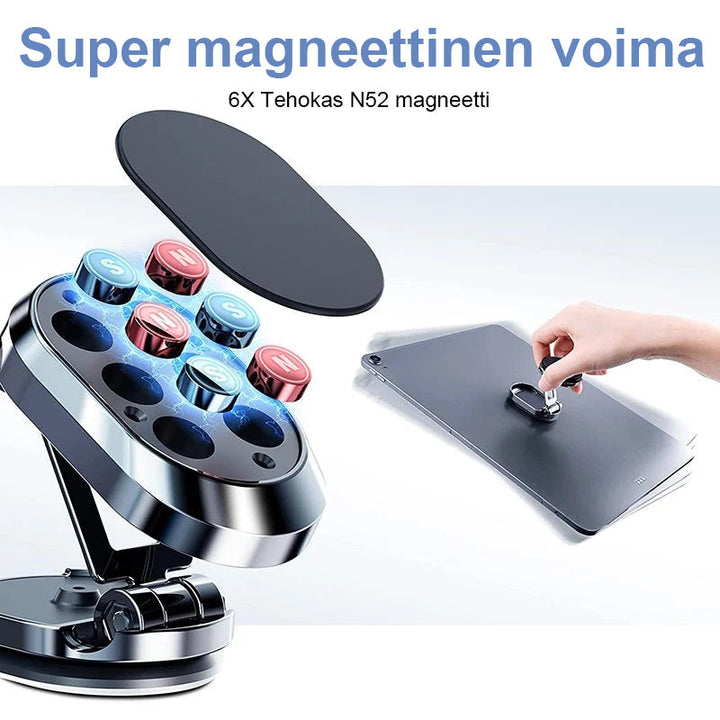 Kompakt magnetisk telefonholder til bil, sort, justerbar vinkel og stærkt magnetisk greb. Stilfuld og praktisk.