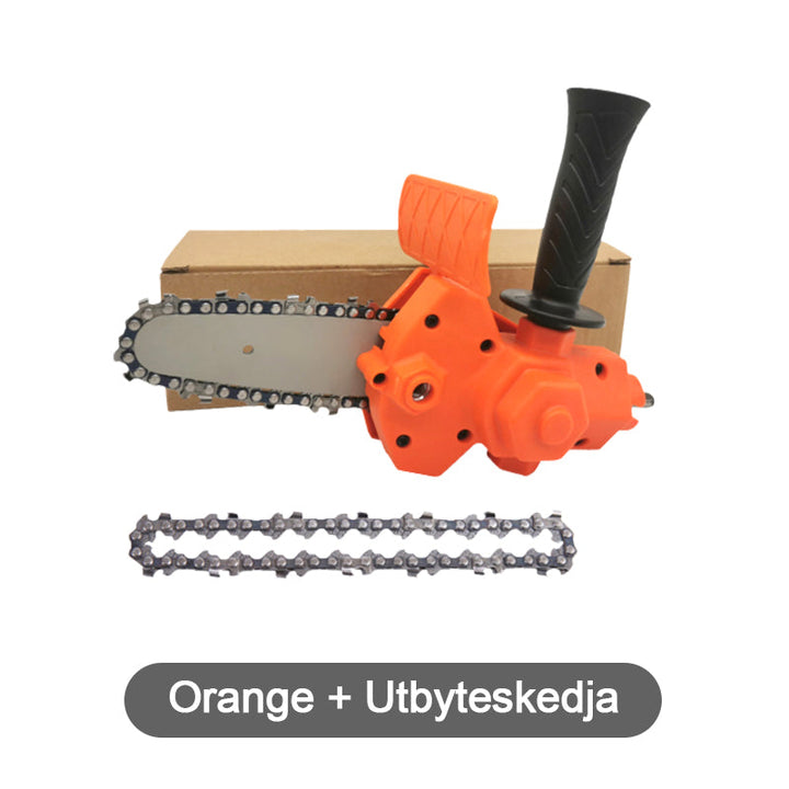 Kompakt mini-akkukædesav til havearbejde, let og bærbar, sort eller orange, effektiv skæreevne til træ og grene.