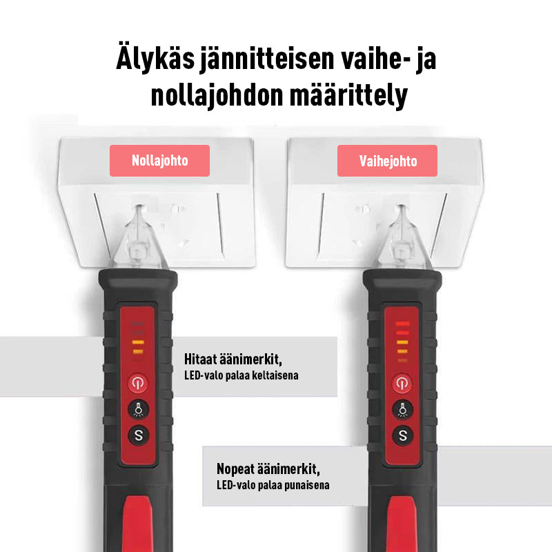 Kompakt multifunktionel spændingstester med LED/LCD-skærm, lommestørrelse og let som et elektrisk værktøj.