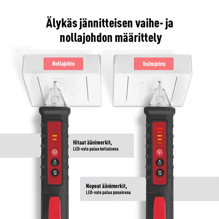 Kompakt multifunktionel spændingstester med LED/LCD-skærm, lommestørrelse og let som et elektrisk værktøj.