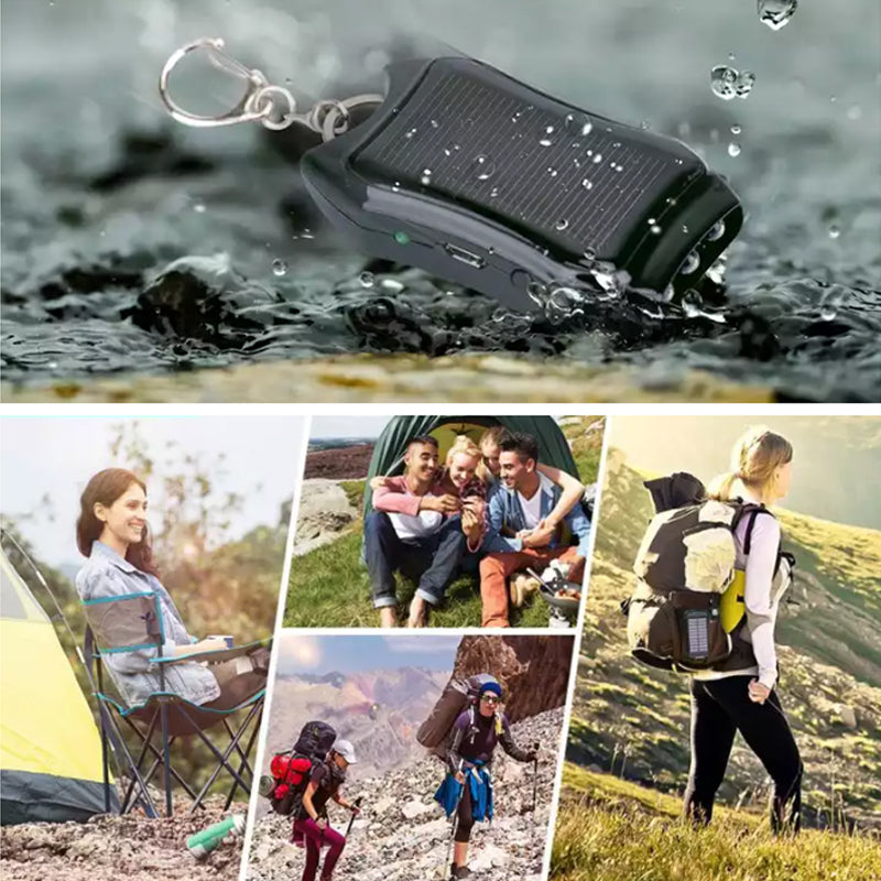 Kompakt hvid og sort mini powerbank nøglering, stilfuldt telefontilbehør, lommevenlig kraftfuld oplader.