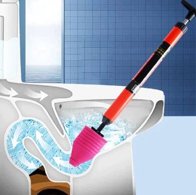 "Korkeapaineinen WC-mäntä kotikäyttöön, oranssi punainen, ergonominen muotoilu, sopii pesualeille ja lattiakaivoille."