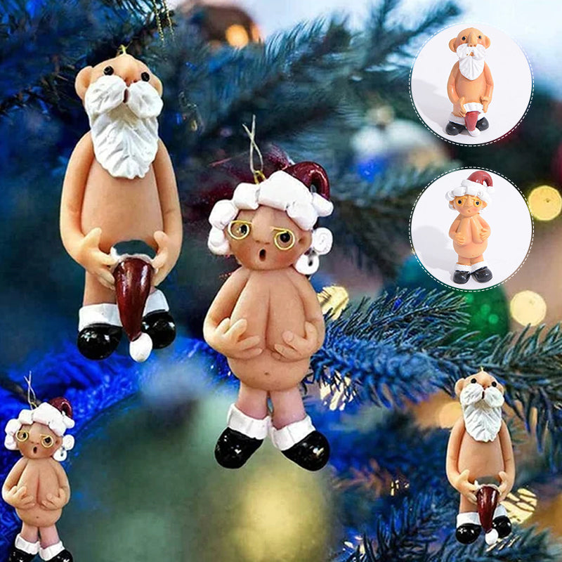 Sjovt håndmalet juletræspynt med børnetema, farverigt og muntert udtryk, kompakt 5 cm størrelse, harpiks materiale.
