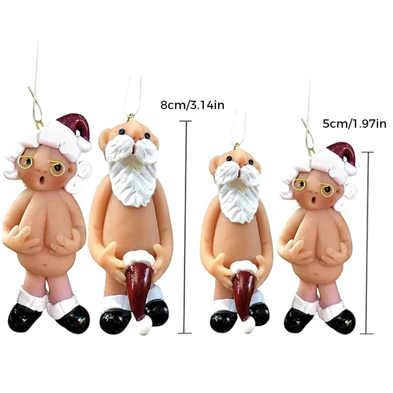 Sjovt håndmalet juletræspynt med børnetema, farverigt og muntert udtryk, kompakt 5 cm størrelse, harpiks materiale.