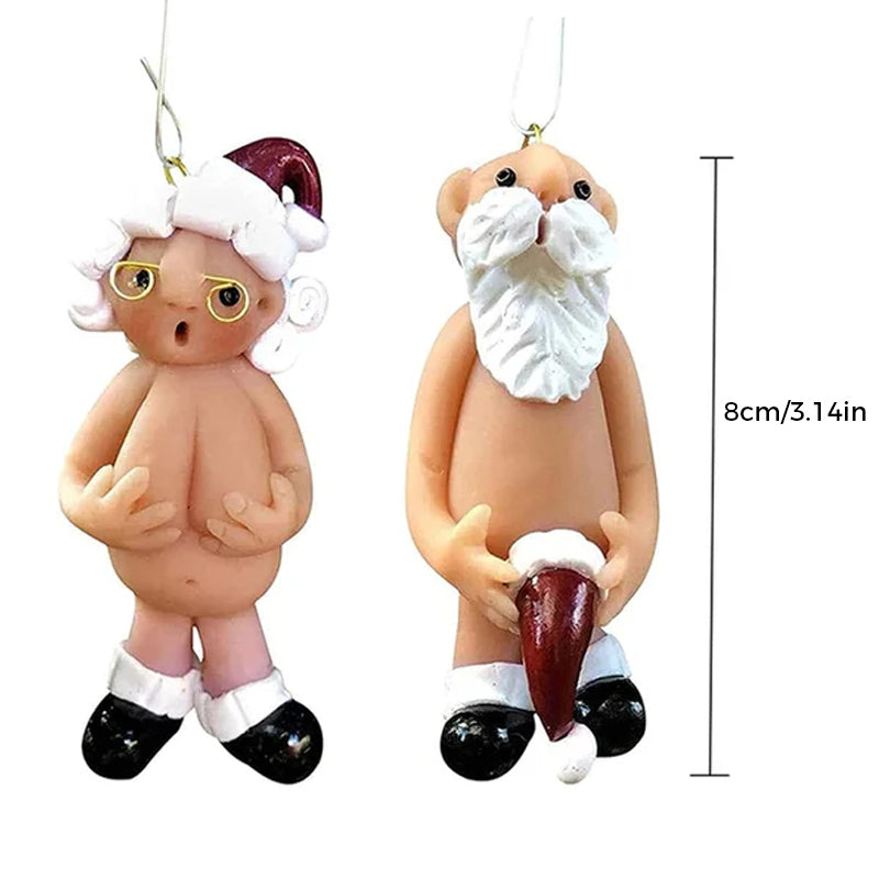 Sjovt håndmalet juletræspynt med børnetema, farverigt og muntert udtryk, kompakt 5 cm størrelse, harpiks materiale.