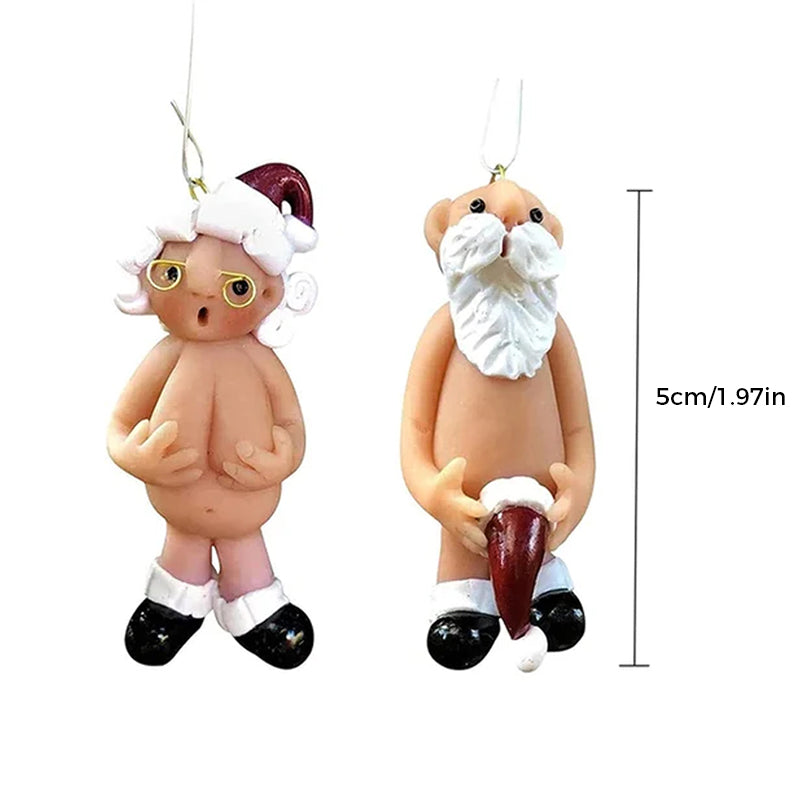 Sjovt håndmalet juletræspynt med børnetema, farverigt og muntert udtryk, kompakt 5 cm størrelse, harpiks materiale.