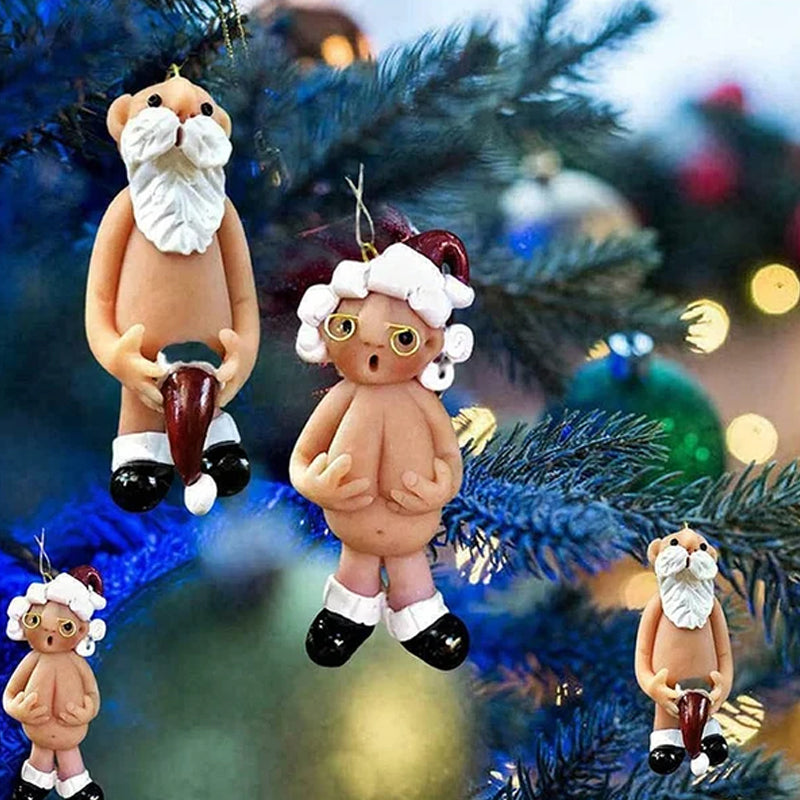 Sjovt håndmalet juletræspynt med børnetema, farverigt og muntert udtryk, kompakt 5 cm størrelse, harpiks materiale.