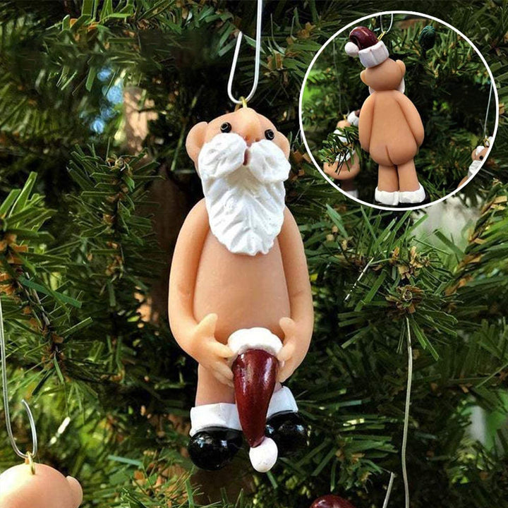 Sjovt håndmalet juletræspynt med børnetema, farverigt og muntert udtryk, kompakt 5 cm størrelse, harpiks materiale.