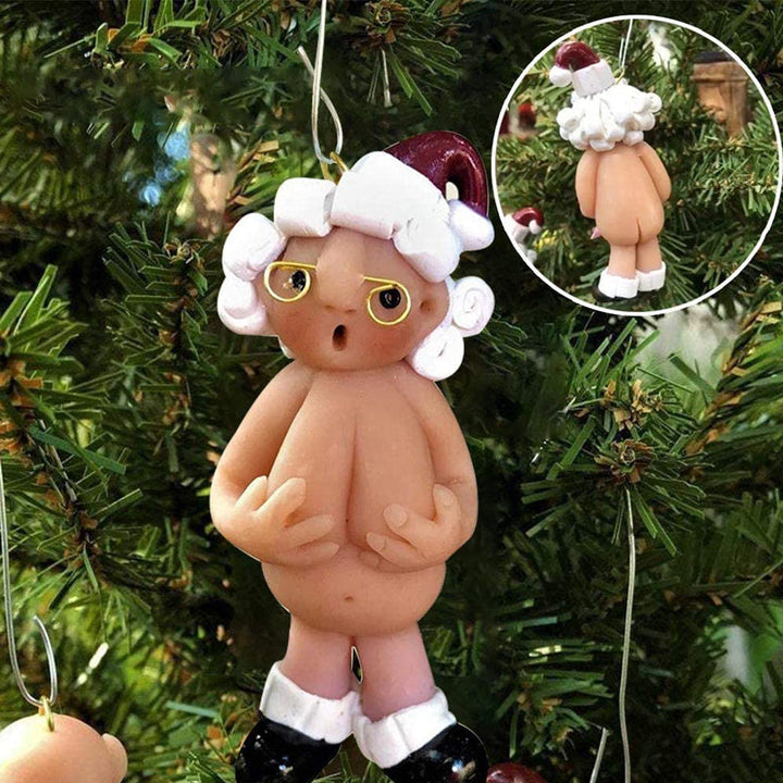Sjovt håndmalet juletræspynt med børnetema, farverigt og muntert udtryk, kompakt 5 cm størrelse, harpiks materiale.
