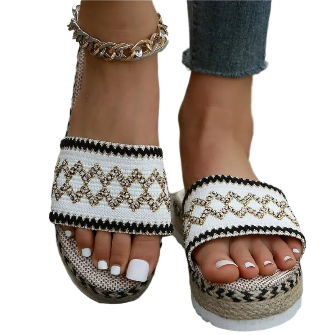 Håndlavede dame ortopædiske sandaler, vævet boho-stil, letvægts og ergonomisk støtte, til sommer-outfits.