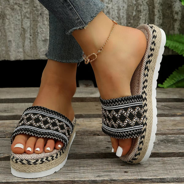 Håndlavede dame ortopædiske sandaler, vævet boho-stil, letvægts og ergonomisk støtte, til sommer-outfits.