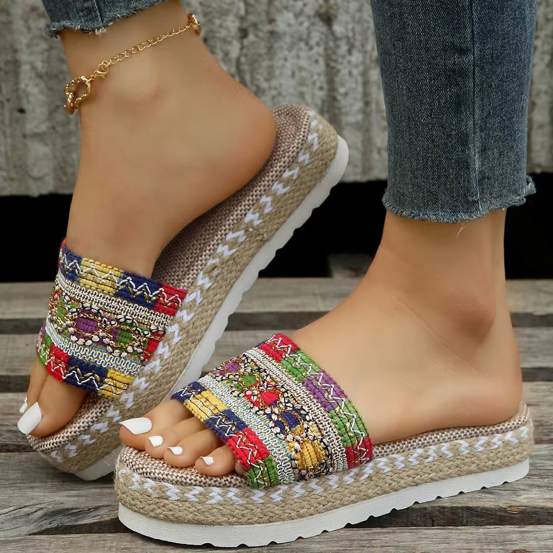 Håndlavede dame ortopædiske sandaler, vævet boho-stil, letvægts og ergonomisk støtte, til sommer-outfits.