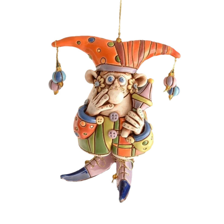 Håndlavet farverig Jester Klokke vindklokke til haven, klar glasur og unikke toner, lavet af ler.