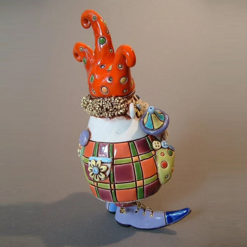 Håndlavet farverig Jester Klokke vindklokke til haven, klar glasur og unikke toner, lavet af ler.