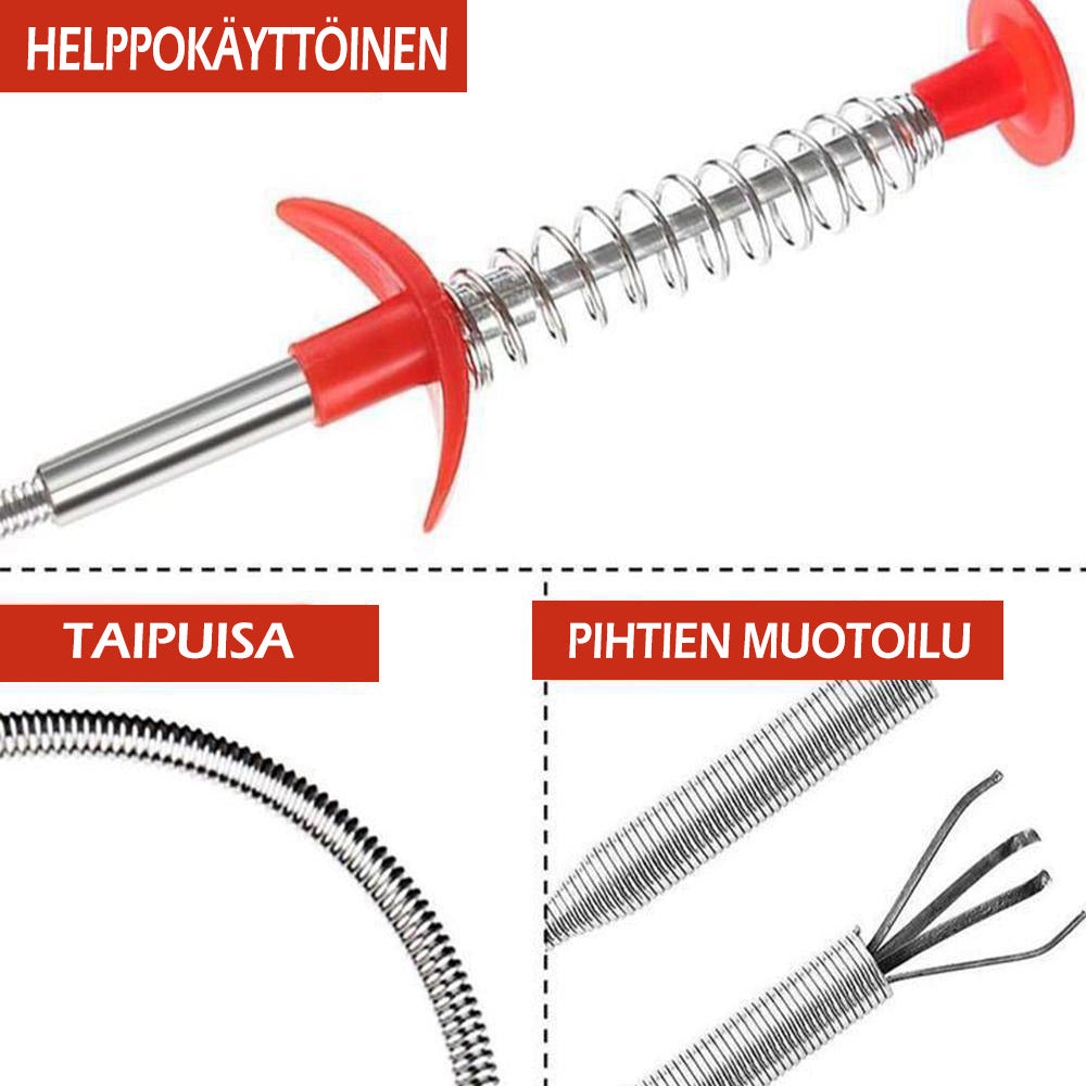 Praktisk 60 cm køkkenafløbspensel med smalt håndtag, rustfrit metal, plastik, fjerner nemt blokeringer.