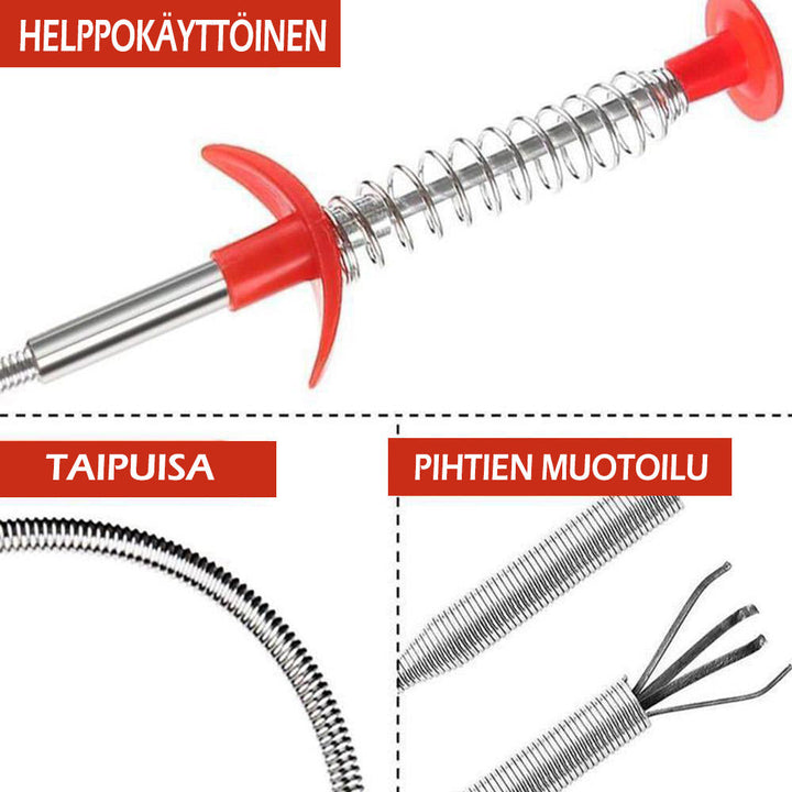 Praktisk 60 cm køkkenafløbspensel med smalt håndtag, rustfrit metal, plastik, fjerner nemt blokeringer.