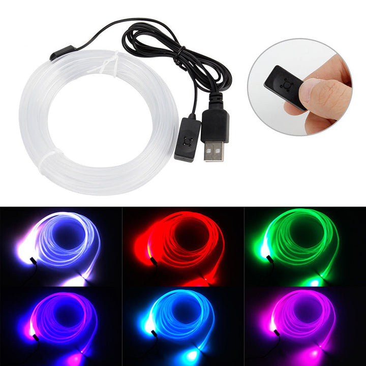 Lysstofrør RGB bil ambient lys, farverig PVC, stemningsfuld bilbelysning med USB-tilslutning.