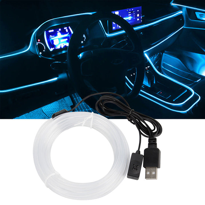 Lysstofrør RGB bil ambient lys, farverig PVC, stemningsfuld bilbelysning med USB-tilslutning.