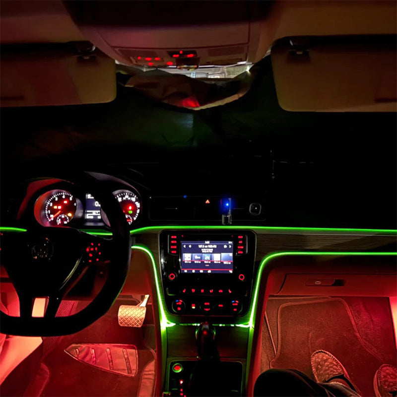 Lysstofrør RGB bil ambient lys, farverig PVC, stemningsfuld bilbelysning med USB-tilslutning.