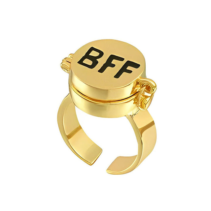 Guld justerbar SpongeBob BFF Spinner ring, roterende design, dame ring, venskabsring, metallisk glans.
