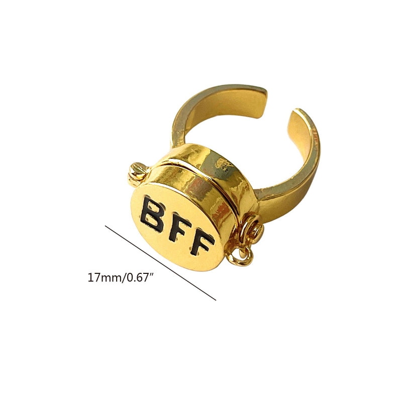 Guld justerbar SpongeBob BFF Spinner ring, roterende design, dame ring, venskabsring, metallisk glans.