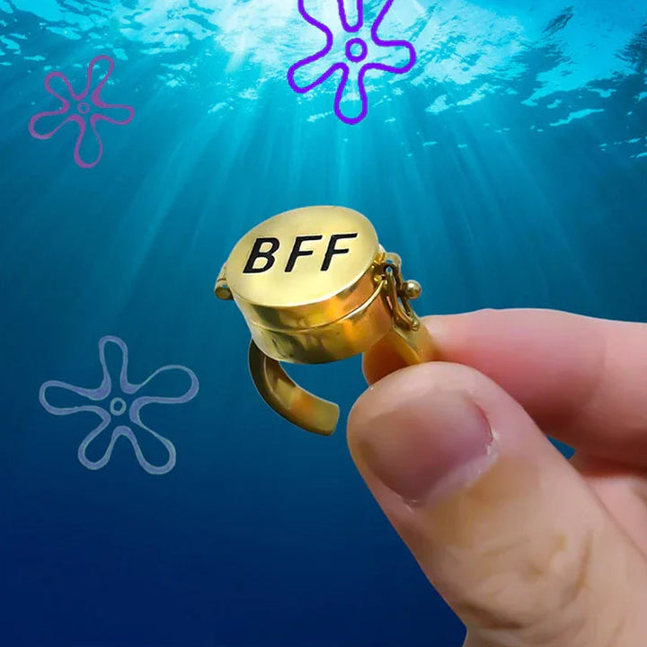 Guld justerbar SpongeBob BFF Spinner ring, roterende design, dame ring, venskabsring, metallisk glans.