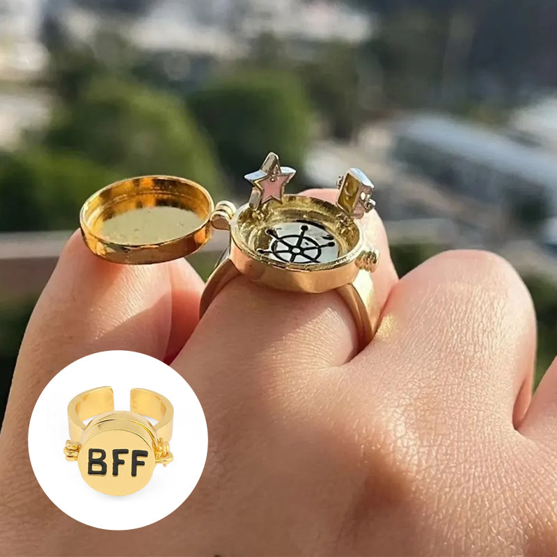 Guld justerbar SpongeBob BFF Spinner ring, roterende design, dame ring, venskabsring, metallisk glans.