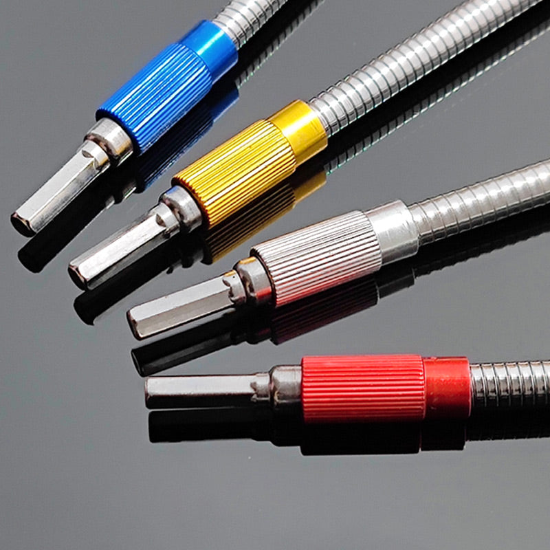 Mænds Hex Værktøjsforlænger Metal Flex, sølvfarvet, fleksibel hals, ergonomisk greb, kulstofstål.