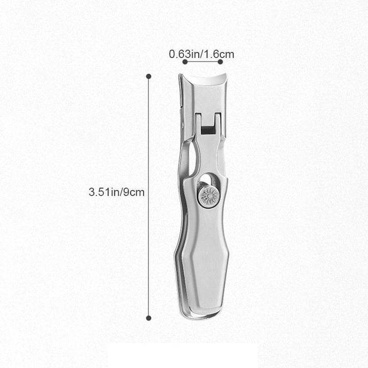 Negleklippere i rustfrit stål, buede ultraspidse blade, sølv og sort, bærbart design.