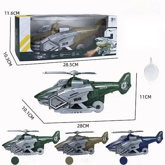 "LED muuntautuva dinosauruksen muotoinen helikopterilelu, värikkäät valot ja realistiset äänet, jännittäville leikeille."