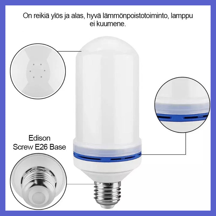 LED-flammepære, orange flammeeffekt, hjemmesikkerhed, farvevalg, populær til indretning, stemningslys