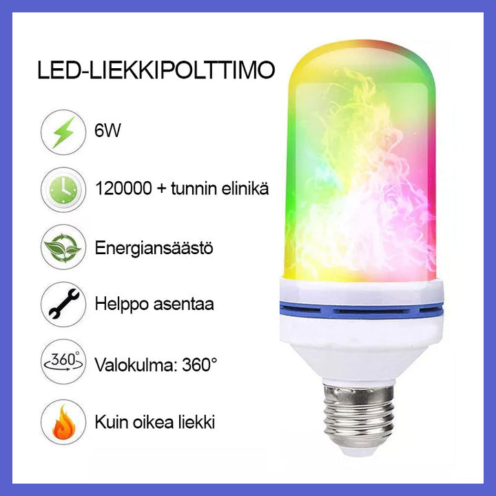 LED-flammepære, orange flammeeffekt, hjemmesikkerhed, farvevalg, populær til indretning, stemningslys