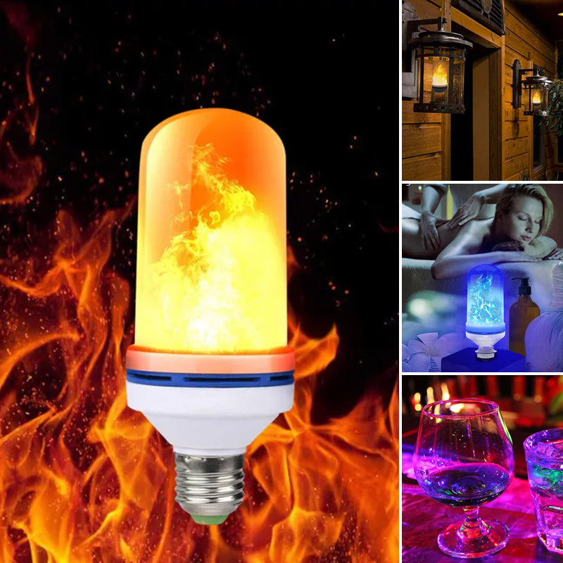LED-flammepære, orange flammeeffekt, hjemmesikkerhed, farvevalg, populær til indretning, stemningslys