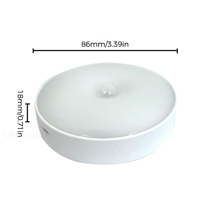 Smart LED-lys, rund form, bevægelsessensor, energieffektiv, multifunktionel, klart lys, indendørs.