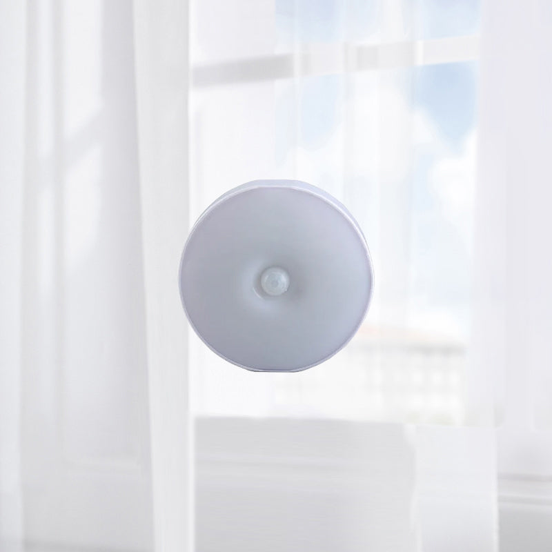 Smart LED-lys, rund form, bevægelsessensor, energieffektiv, multifunktionel, klart lys, indendørs.
