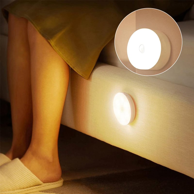 Smart LED-lys, rund form, bevægelsessensor, energieffektiv, multifunktionel, klart lys, indendørs.