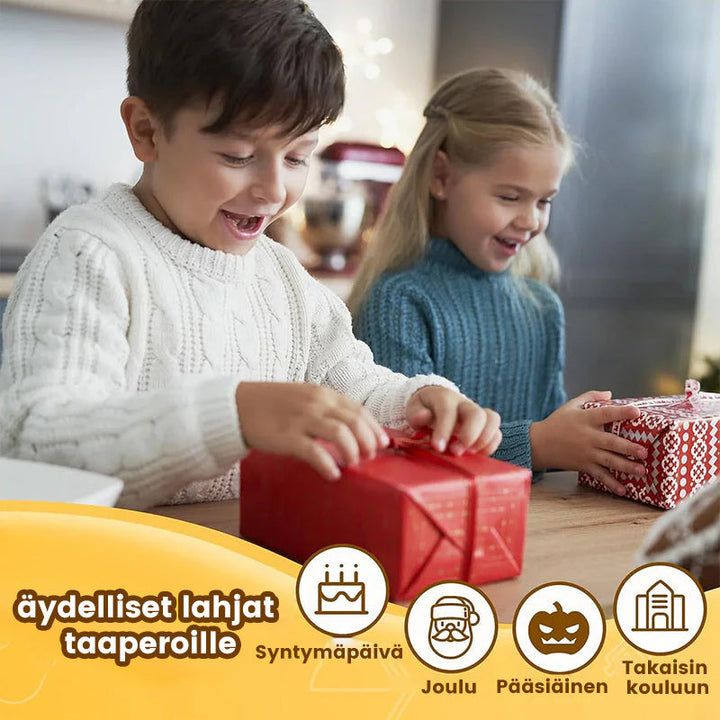Taaperon LED-puinen aktivointitaulu oppimiseen, värikkäillä LED-valoilla ja kytkimillä.