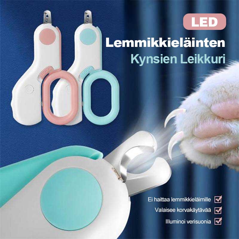 LED-oplyst kæledyrs negleklipper, pink håndtag, rustfrit stål, ergonomisk og sikker neglepleje