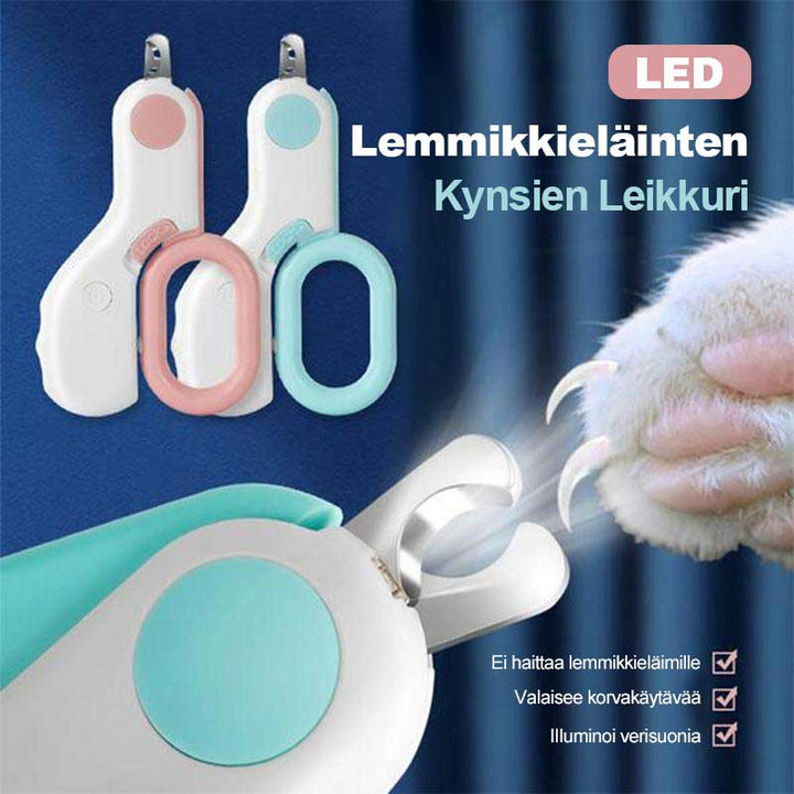 LED-oplyst kæledyrs negleklipper, pink håndtag, rustfrit stål, ergonomisk og sikker neglepleje